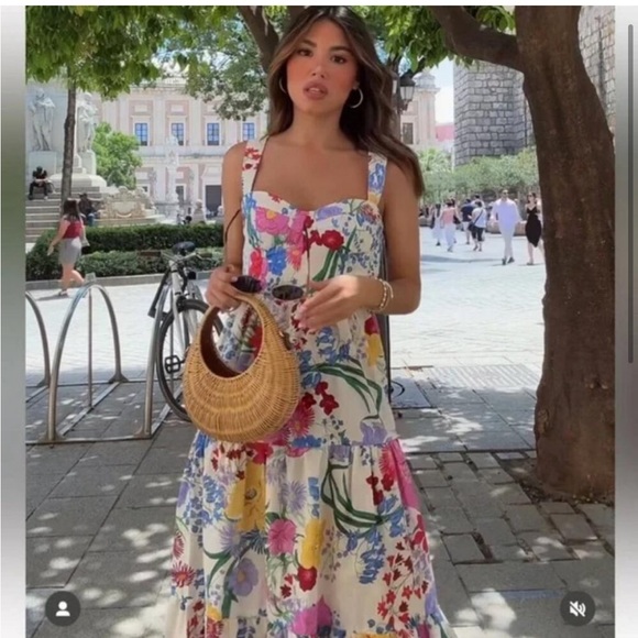 Zara Floral Print Midi Dress - Picture 4 of 8